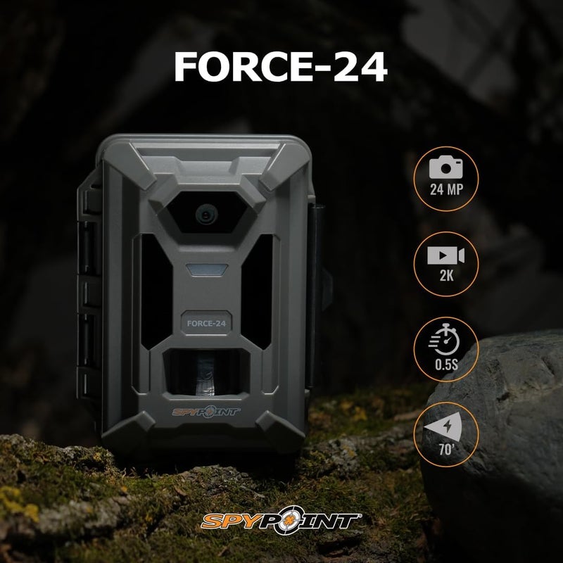 Spypoint FORCE-24 Non-Cellular Trail Camera, 2K Video, 24MP Photos, Low-Glow LEDs, Night Vision Game Camera, 70ft Motion Detection, Affordable Trail Cam, Must-Have Hunting Equipment - Image 3